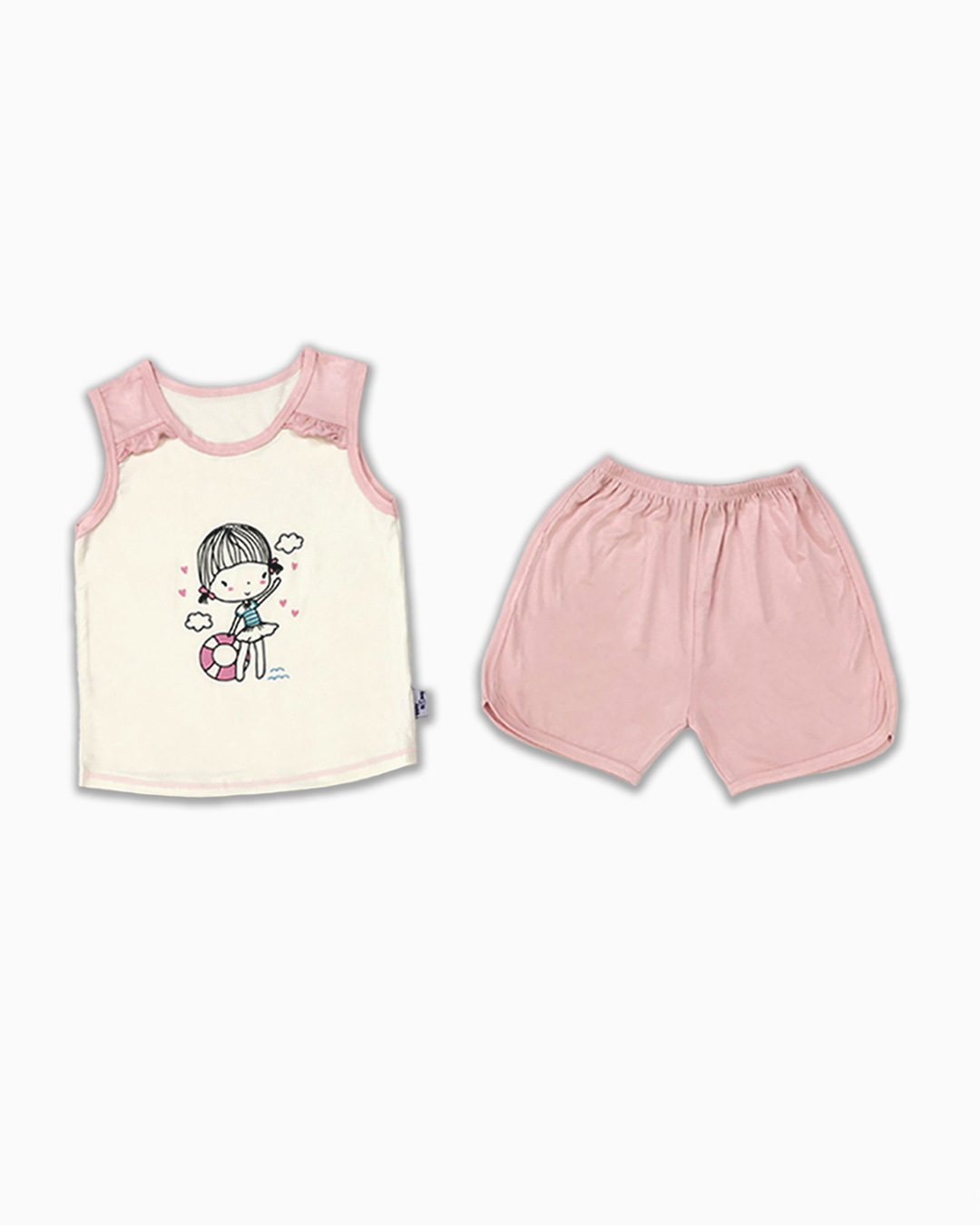 Bộ sát nách bé gái BabyMommy màu trắng - hồng 2