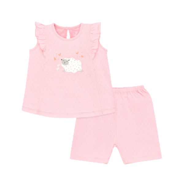 Bộ tay ngắn bé gái Lullaby NH324M màu hồng - AVAKids.com