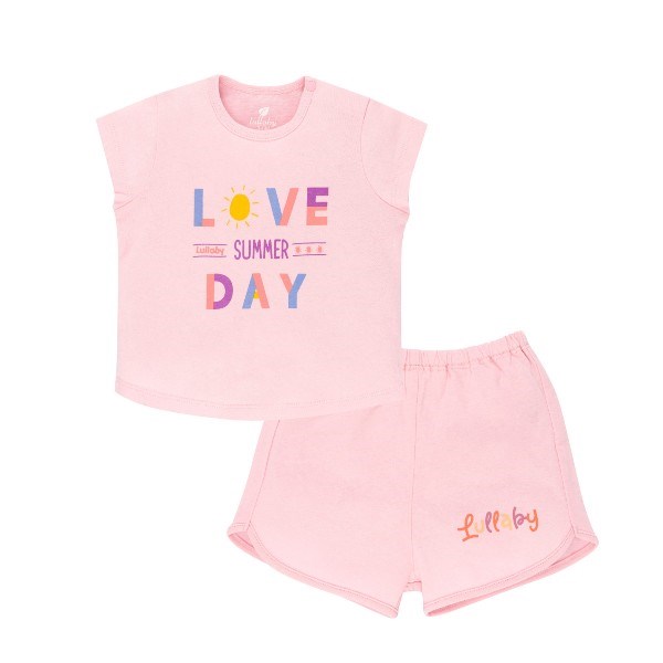 Bộ tay ngắn bé gái Lullaby NH303M màu hồng 3