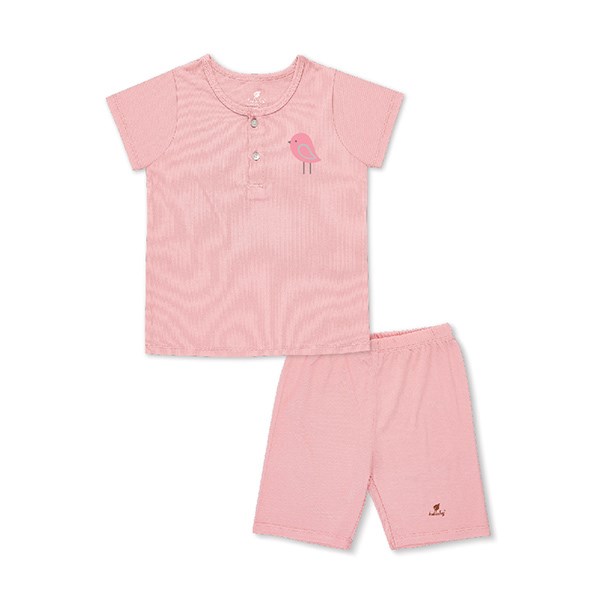 Bộ tay ngắn bé gái Lullaby NH110V màu trắng - hồng đẹp, chính hãng - AVAKids.com