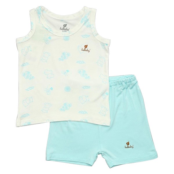 Bộ sát nách bé trai Lullaby NH691P màu trắng - xanh - AVAKids.com
