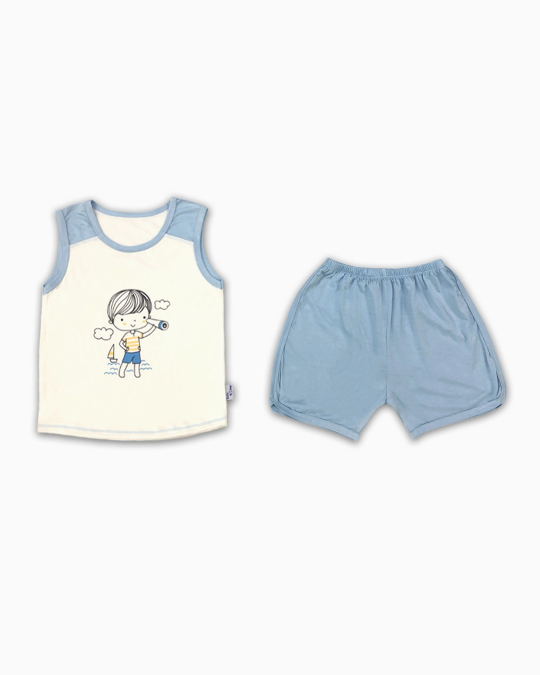 Bộ sát nách bé trai BabyMommy màu trắng - nâu 8