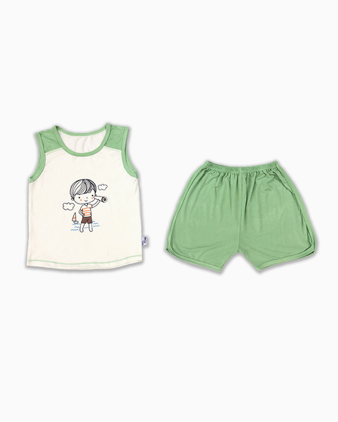 Bộ sát nách bé trai BabyMommy màu trắng - nâu 14