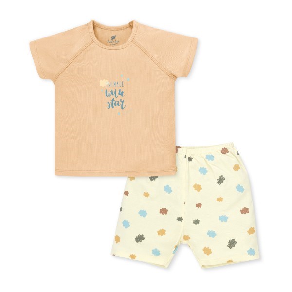 Bộ tay ngắn bé trai Lullaby NH310M màu nâu sữa