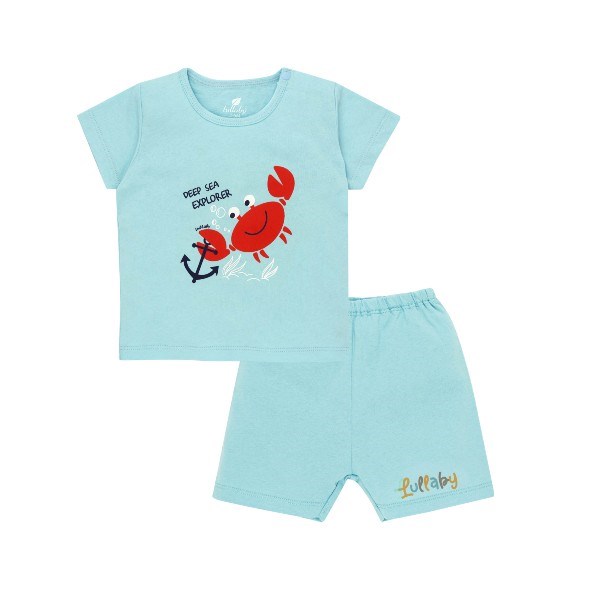 Bộ tay ngắn bé trai Lullaby NH301M màu trắng - navy - AVAKids.com