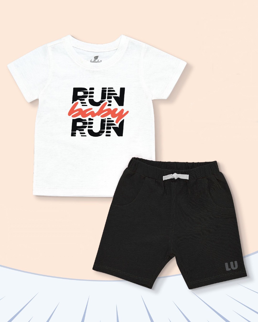 Bộ tay ngắn bé trai Lullaby RUN NH374M màu trắng - xanh dương 7