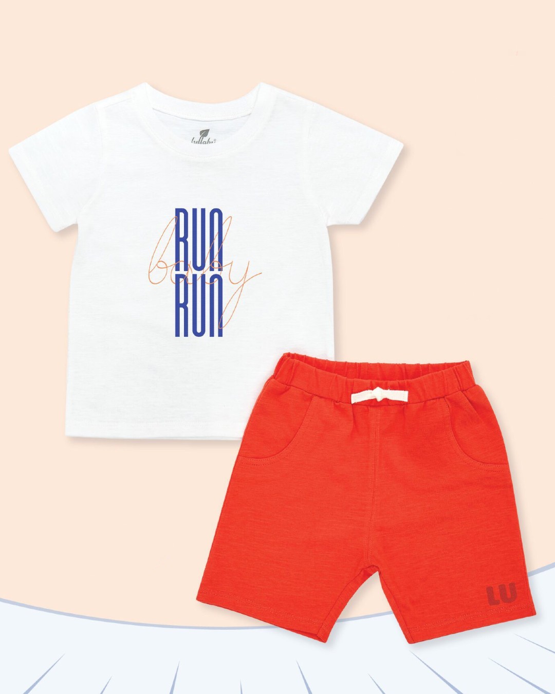 Bộ tay ngắn bé trai Lullaby RUN NH374M màu trắng - xanh dương 13
