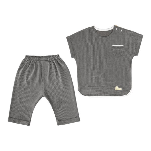 Bộ tay ngắn bé trai BabyMommy cài vai màu xanh rêu chính hãng, giá tốt - AVAKids.com