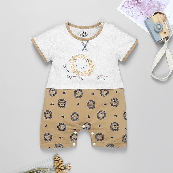 Bodysuit Bé Trai Pony Kids In Hình Sư Tử Màu Trắng - Nâu