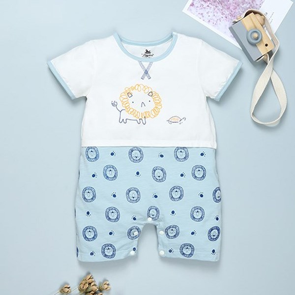 Bodysuit Bé Trai Pony Kids In Hình Sư Tử Màu Trắng - Xanh