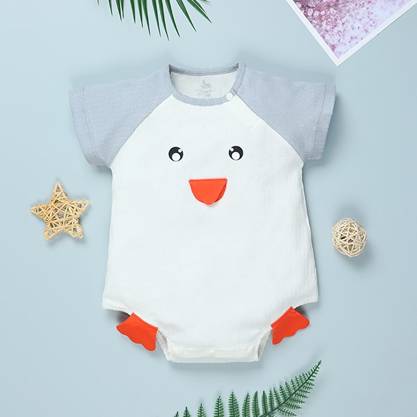 Bodysuit Bé Trai Pony Kids In Chim Cánh Cụt Màu Trắng - Xanh