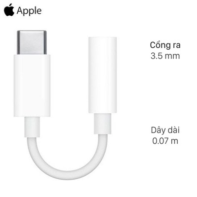 Cáp chuyển đổi Type-C sang 3.5mm Apple MU7E2 Trắng