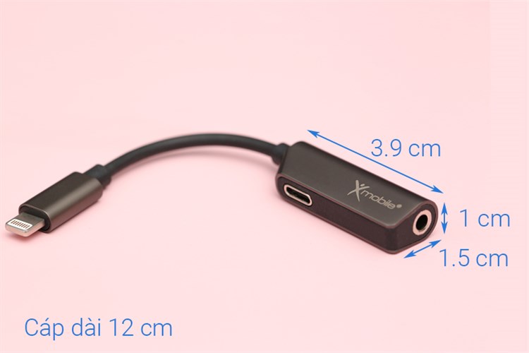 Cáp chuyển đổi 2 cổng lightning sang 3.5mm Xmobile TS-E123 Xám Màu Xám