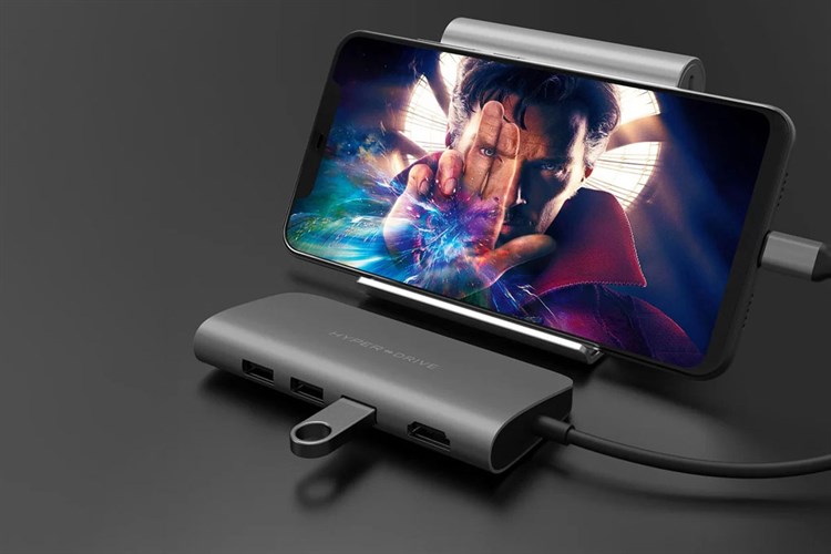 Adapter chuyển đổi Type C 9 in 1 HyperDrive HD30F Màu Xám