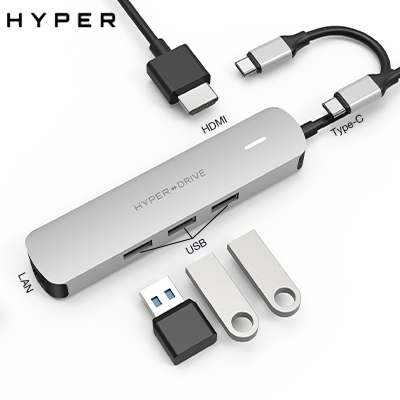 Adapter chuyển đổi Type C 6 in 1 HyperDrive HD233B