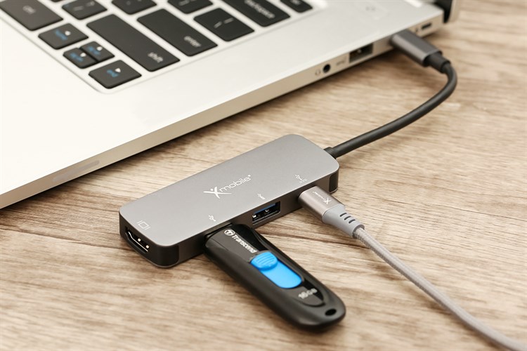 Adapter chuyển đổi Type C 4 in 1 Xmobile DS122F Màu Xám