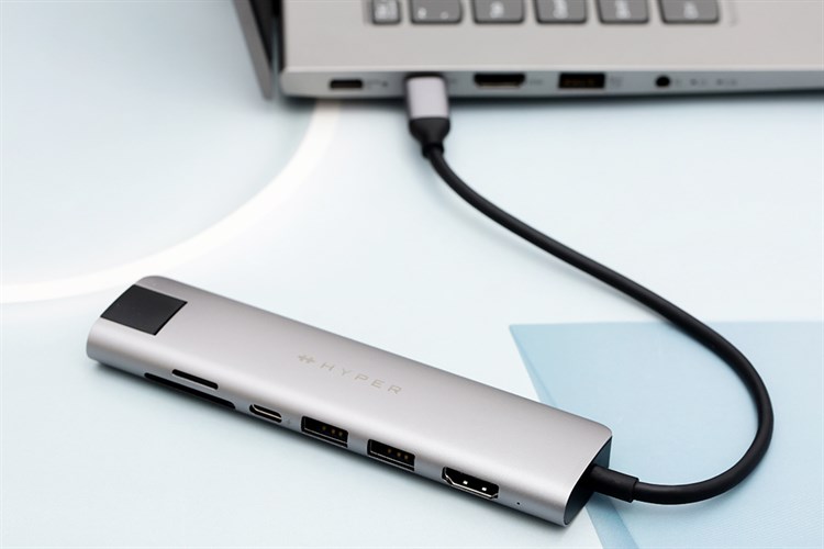 Adapter chuyển đổi USB Type C 7 in 1 HyperDrive HD22H Màu Xám