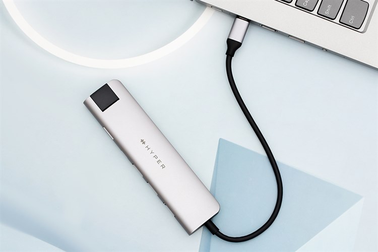 Adapter chuyển đổi USB Type C 7 in 1 HyperDrive HD22H Màu Xám