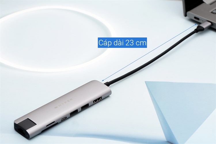 Adapter chuyển đổi USB Type C 7 in 1 HyperDrive HD22H Màu Xám