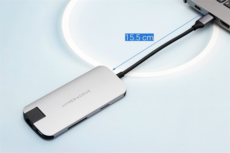 Adapter chuyển đổi USB C 8 in 1 HyperDrive HD247B Màu Xám
