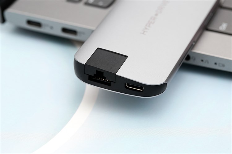 Adapter chuyển đổi USB C 8 in 1 HyperDrive HD247B Màu Xám