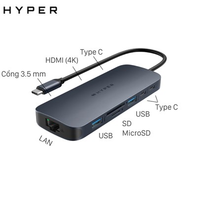 Adapter chuyển đổi Type C 10 in 1 HyperDrive Next HD4005