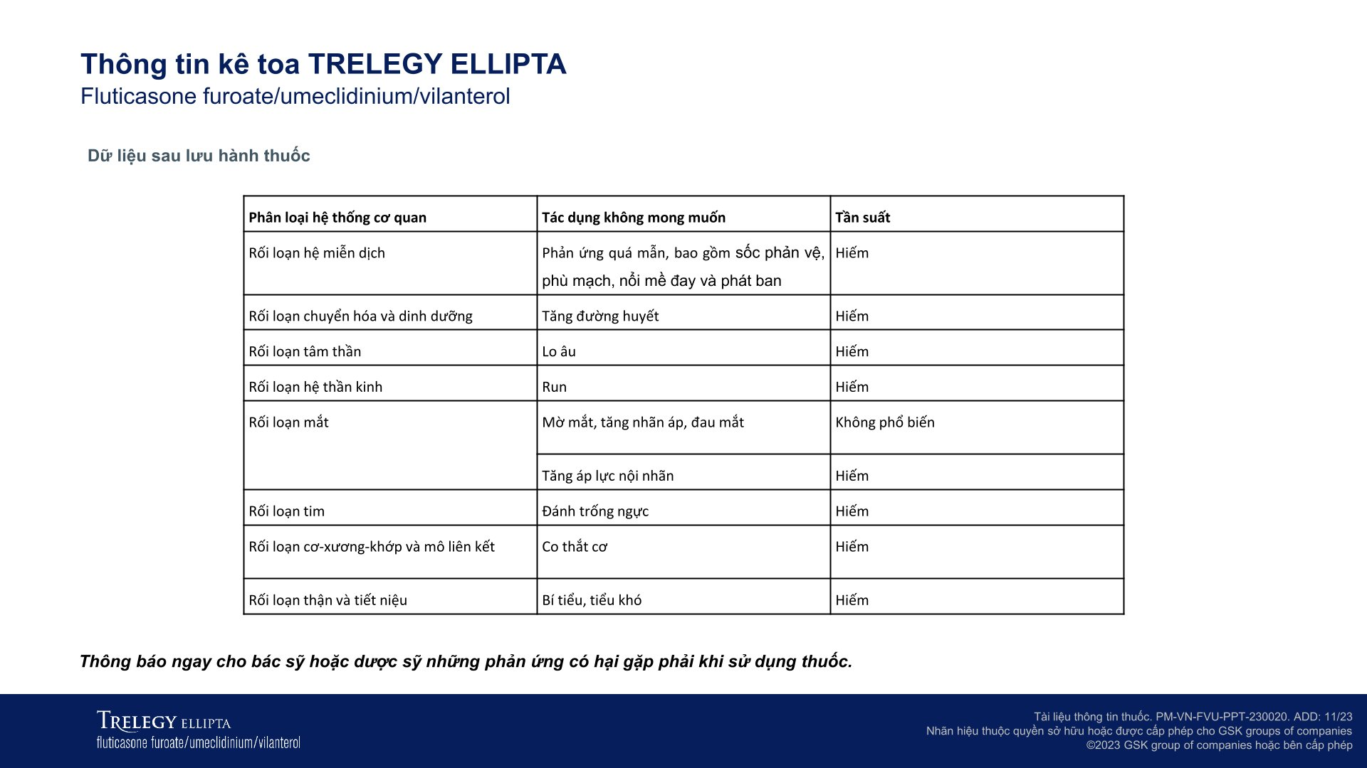 Bột hít phân liều Trelegy Ellipta 100/62,5/25 mcg giảm triệu chứng COPD lọ 30 liều hít - 11