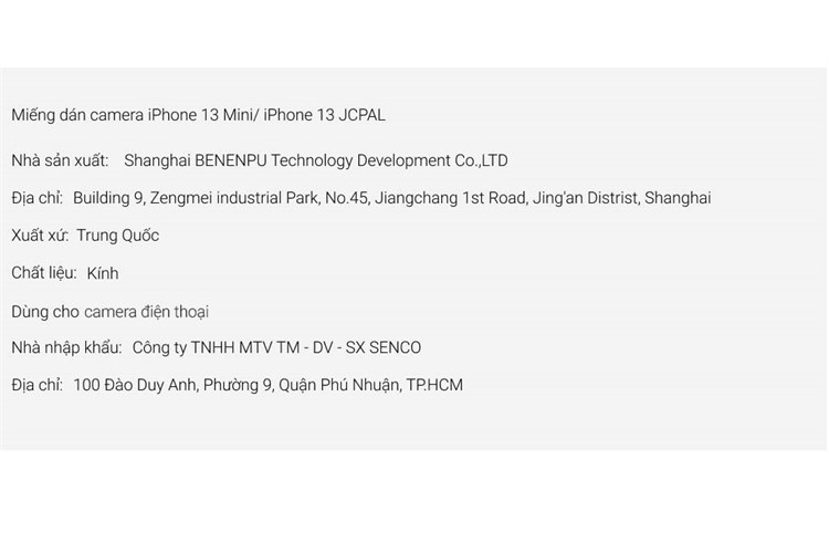 Miếng dán camera iPhone 13 Mini/ iPhone 13 JCPAL Màu Trắng