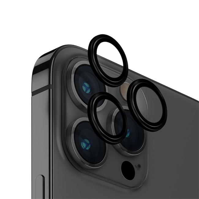 Miếng dán camera iPhone 15 Pro OPTIX ALUMINIUM UNIQ Đen