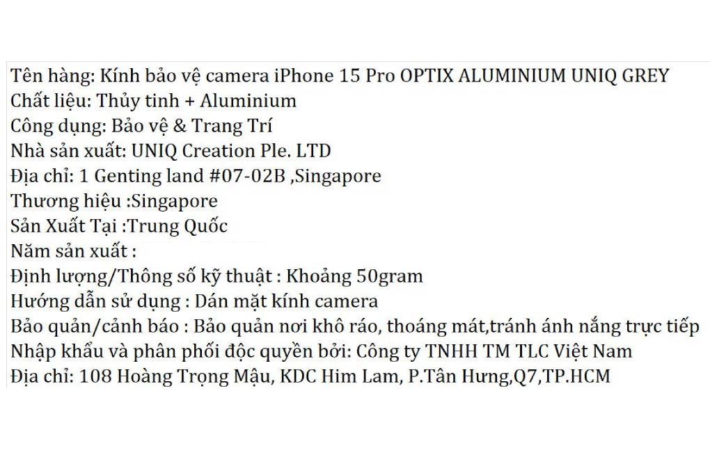 Miếng dán camera iPhone 15 Pro OPTIX ALUMINIUM UNIQ - 2
