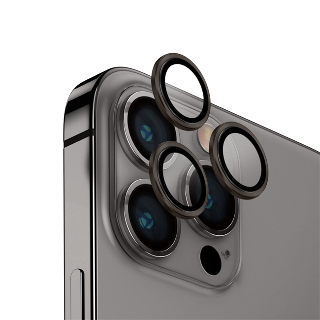 Miếng dán camera iPhone 15 Pro Max OPTIX ALUMINIUM UNIQ Xám