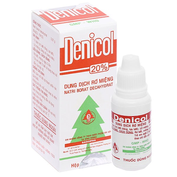 Dung dịch rơ miệng Denicol 20% trị tưa lưỡi, lở miệng, sưng lợi