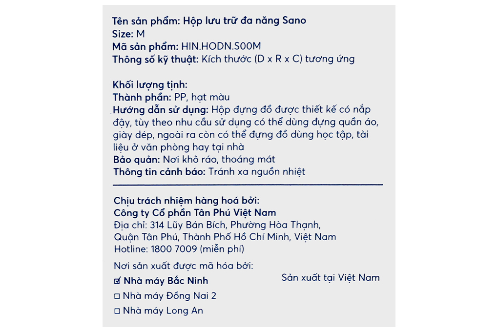 Hộp nhựa đựng đồ đa năng Inochi Sano HIN.HODN.S00M size M Màu Hồng nhạt