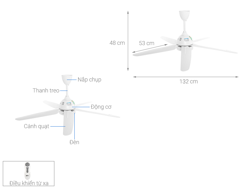 Quạt trần AC 5 cánh DC inverter ACF02D525 30W