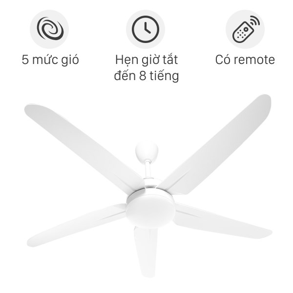Quạt trần AC 5 cánh DC inverter ACF02D525 30W