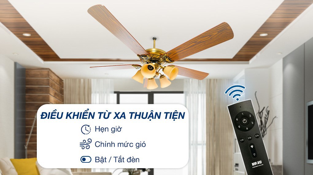 Quạt trần Mr.Vu 5 cánh Lotus 100W