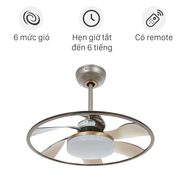 Quạt trần Benny 6 cánh XUFO22T 18W Nâu