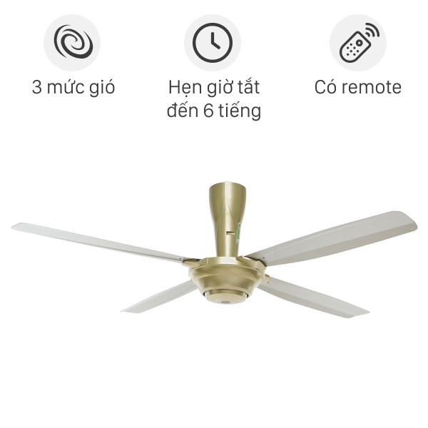 Quạt trần KDK M56PR 4 cánh, màu Bạch Kim và Vàng, đường kính 140cm