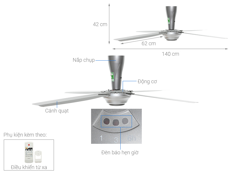 Quạt trần KDK 4 cánh M56PR(SIL) 59W