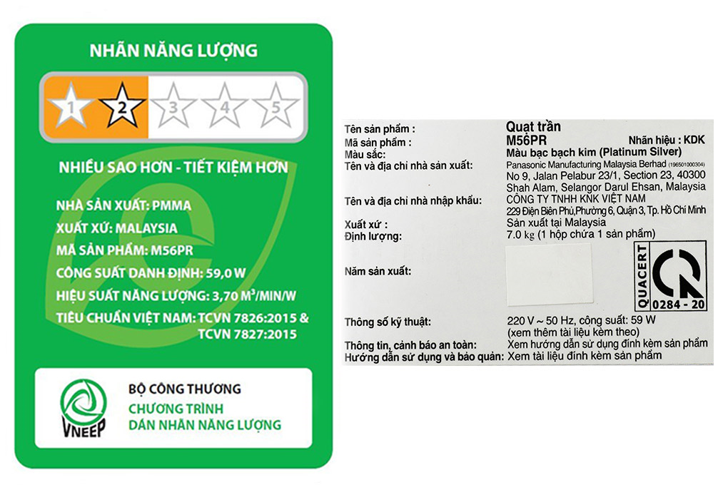 Quạt trần KDK 4 cánh M56PR(SIL) 59W Màu Bạc