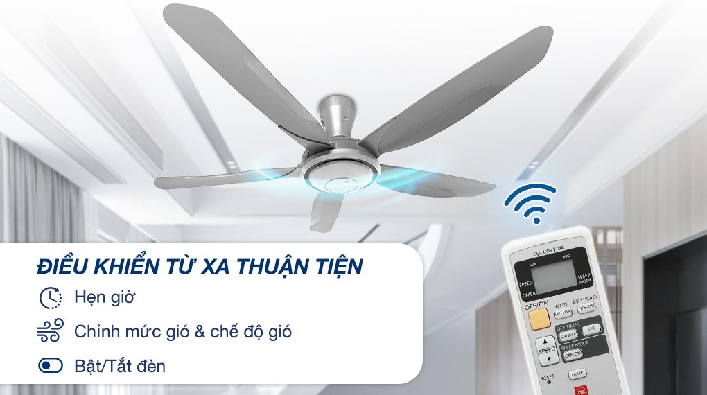 Quạt trần KDK 5 cánh V60WK(GY) 76W