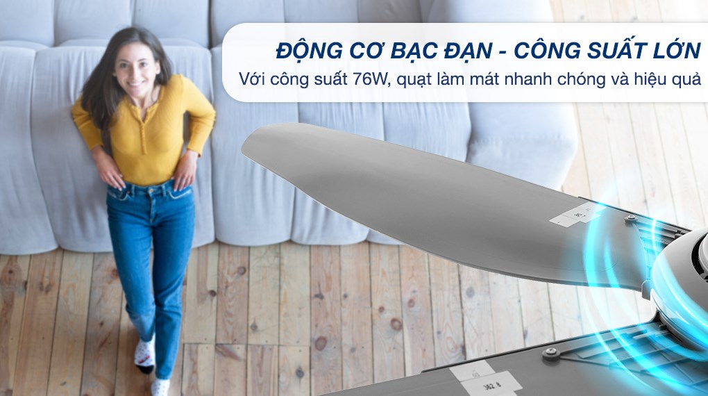 Quạt trần KDK 5 cánh V60WK(GY) 76W