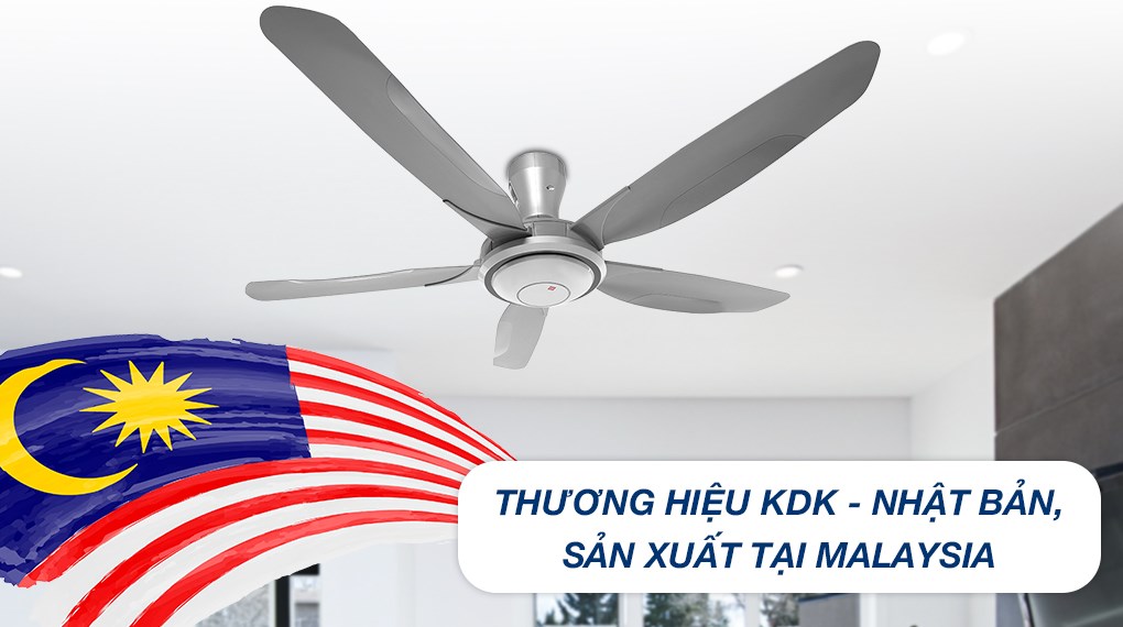 Quạt trần KDK 5 cánh V60WK(GY) 76W