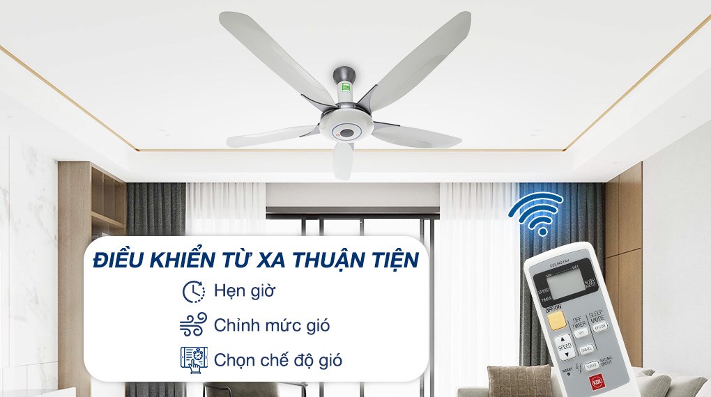 Quạt trần KDK 5 cánh Z60WS(GY) 76W