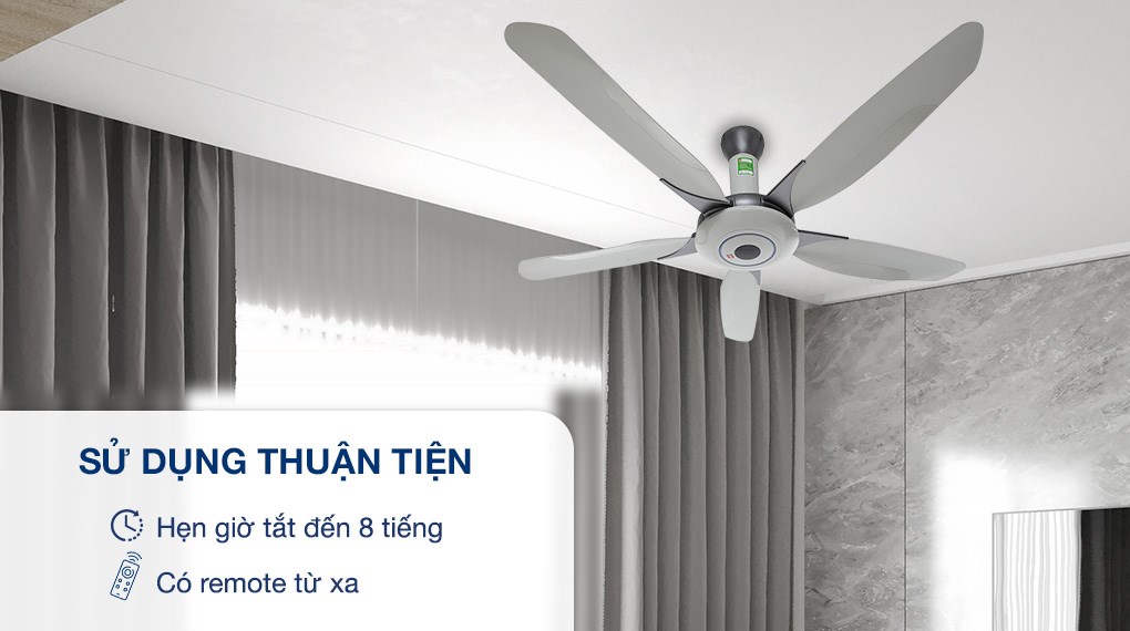 Quạt trần KDK 5 cánh Z60WS(GY) 76W