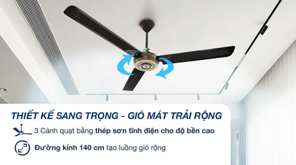 Quạt trần KDK 3 cánh N56YG(BB) 75W