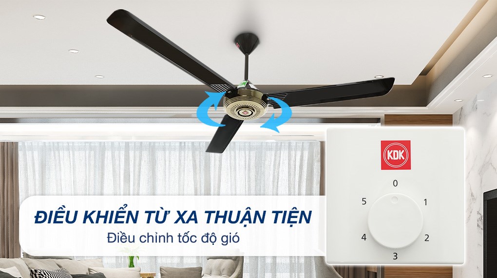 Quạt trần KDK 3 cánh N56YG(BB) 75W