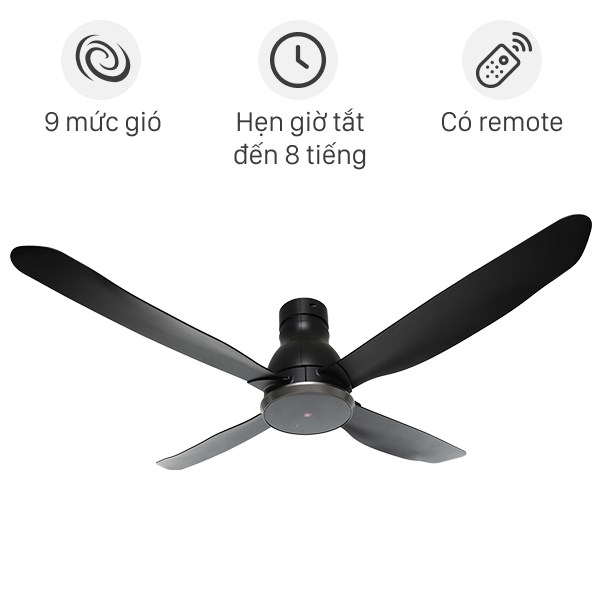Quạt trần KDK W56WV - 4 cánh, màu Trắng, Bạc, Đen, công suất 39W