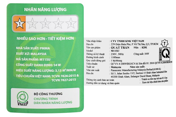 Quạt trần KDK 3 cánh M11SU(WH) 54W Màu Trắng