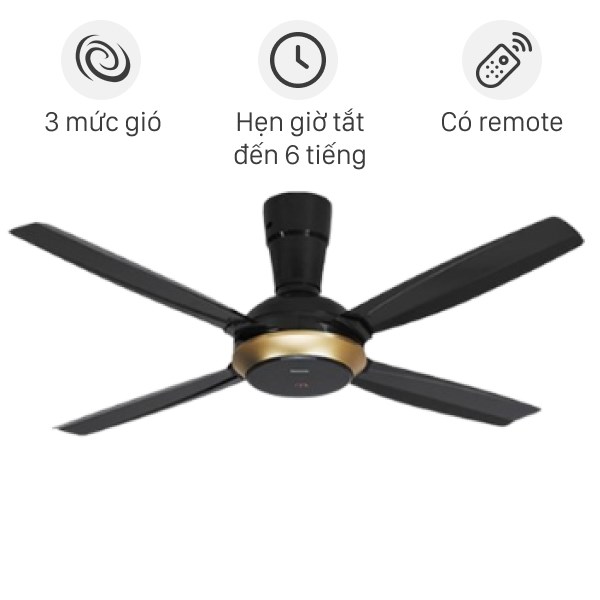 Quạt trần Panasonic F-56XPG 4 cánh, màu Đen, 55.12 inches, 220V, 59W